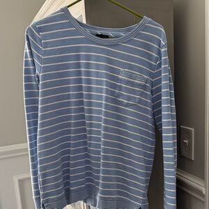Talbots Light Blue and White Striped Top